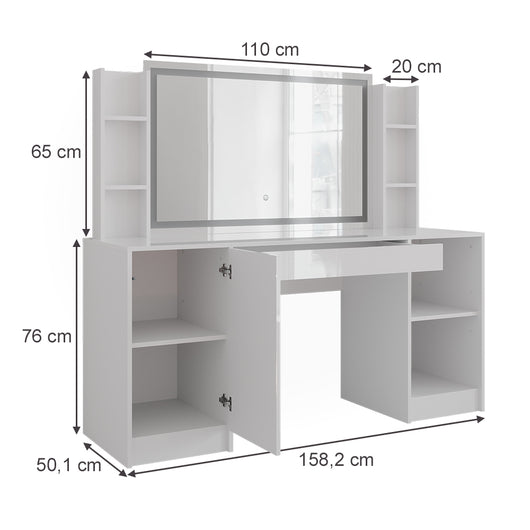 Vicco Tavolo da toeletta Bianco/bianco lucido 158.2 cm 4 parti