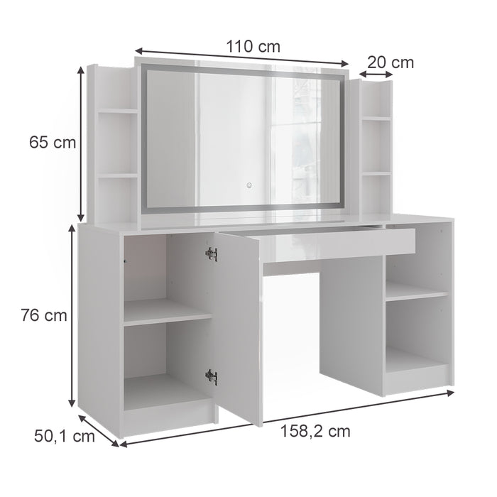 Vicco Tavolo da toeletta Bianco/bianco lucido 158.2 cm 4 parti