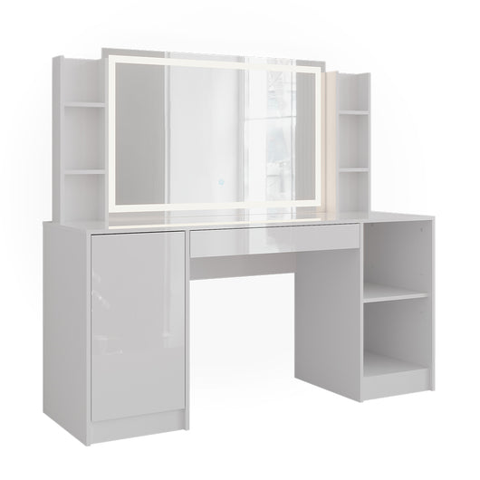 Vicco Tavolo da toeletta Bianco/bianco lucido 158.2 cm 4 parti