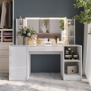 Vicco Tavolo da toeletta Bianco/bianco lucido 158.2 cm 4 parti