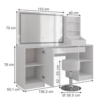 Vicco Tavolo da toeletta Bianco/bianco lucido 158.2 cm 4 parti