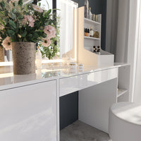 Vicco Tavolo da toeletta Bianco/bianco lucido 158.2 cm 4 parti