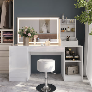 Vicco Tavolo da toeletta Bianco/bianco lucido 158.2 cm 4 parti