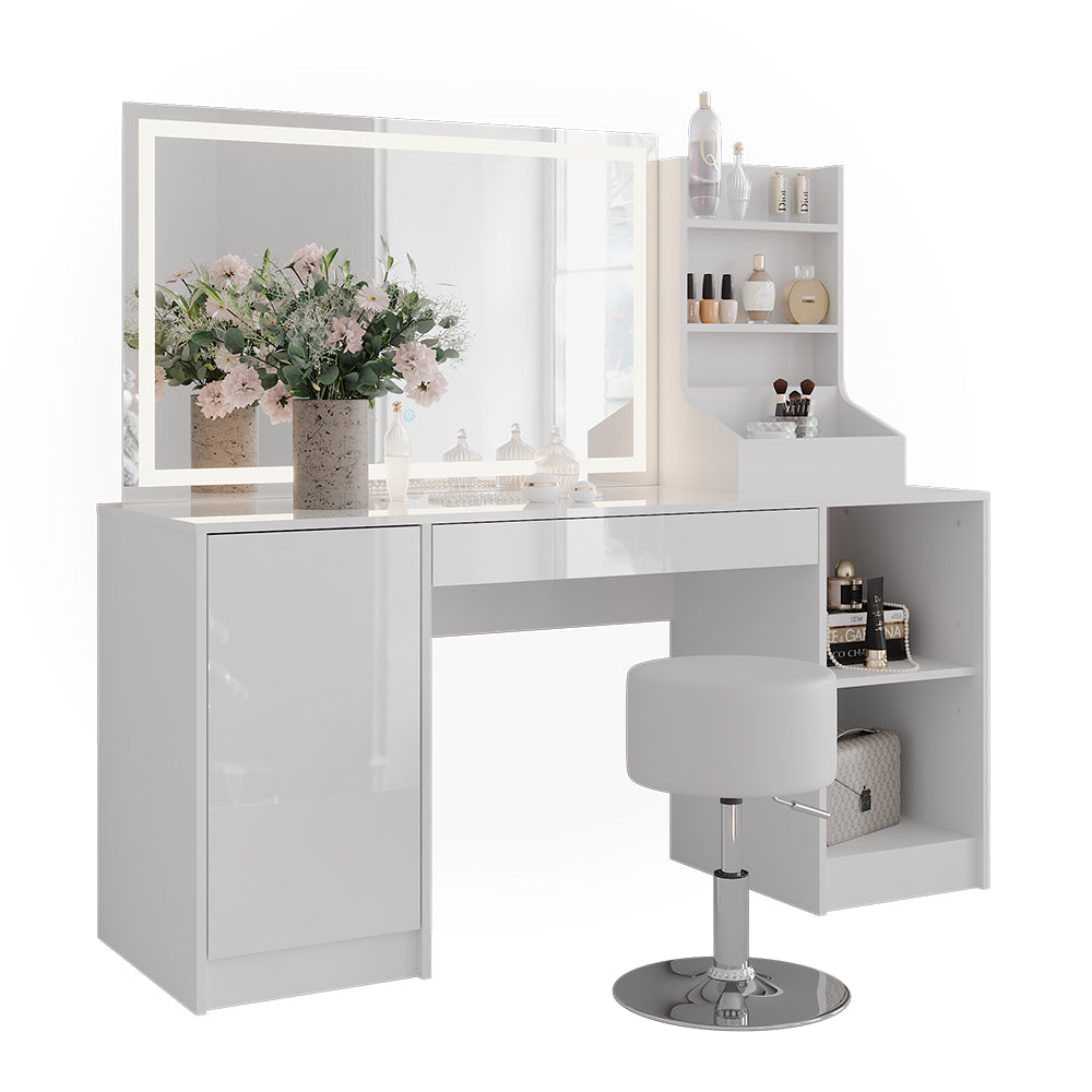 Vicco Tavolo da toeletta Bianco/bianco lucido 158.2 cm 4 parti