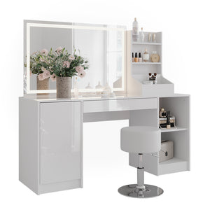 Vicco Tavolo da toeletta Bianco/bianco lucido 158.2 cm 4 parti