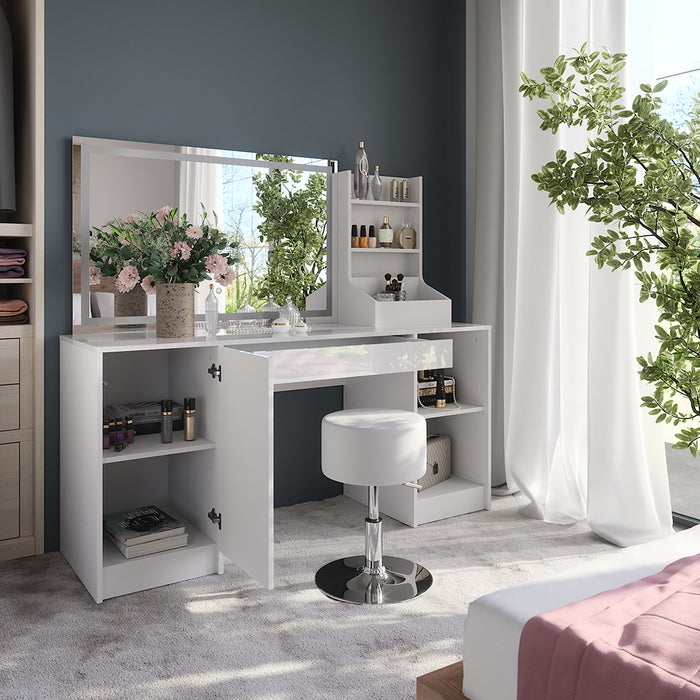 Vicco Tavolo da toeletta Bianco/bianco lucido 158.2 cm 4 parti