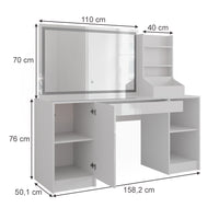 Vicco Tavolo da toeletta Bianco/bianco lucido 158.2 cm 3 parti