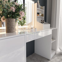 Vicco Tavolo da toeletta Bianco/bianco lucido 158.2 cm 3 parti