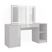 Vicco Tavolo da toeletta Bianco/bianco lucido 158.2 cm con specchio LED