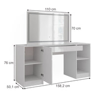Vicco Tavolo da toeletta Bianco/bianco lucido 158.2 cm con specchio LED