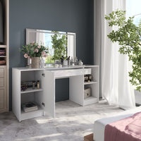 Vicco Tavolo da toeletta Bianco/bianco lucido 158.2 cm con specchio LED