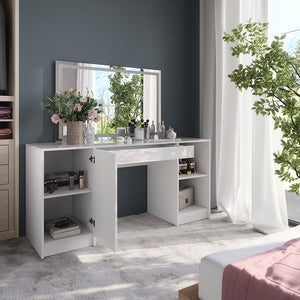 Vicco Tavolo da toeletta Bianco/bianco lucido 158.2 cm con specchio LED