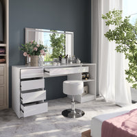 Vicco Tavolo da toeletta Bianco/bianco lucido 158.2 cm con specchio LED e sgabello