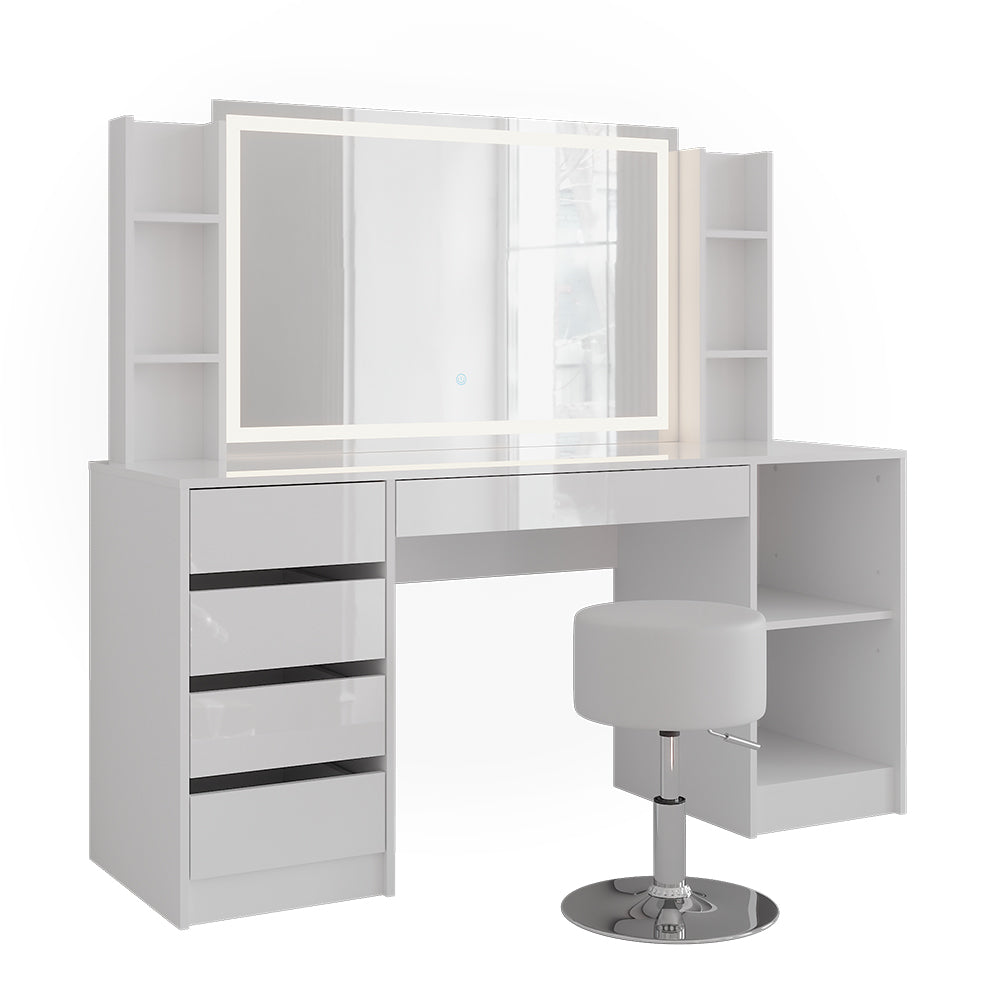 Vicco Tavolo da toeletta Bianco/bianco lucido 158.2 cm 5 parti