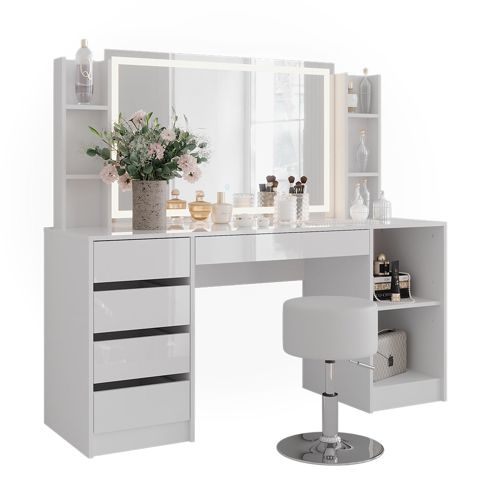 Vicco Tavolo da toeletta Bianco/bianco lucido 158.2 cm 5 parti