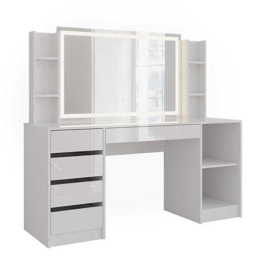 Vicco Tavolo da toeletta Bianco/bianco lucido 158.2 cm 4 parti