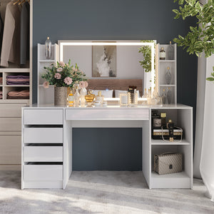 Vicco Tavolo da toeletta Bianco/bianco lucido 158.2 cm 4 parti