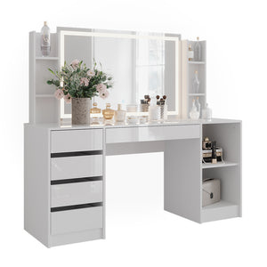 Vicco Tavolo da toeletta Bianco/bianco lucido 158.2 cm 4 parti