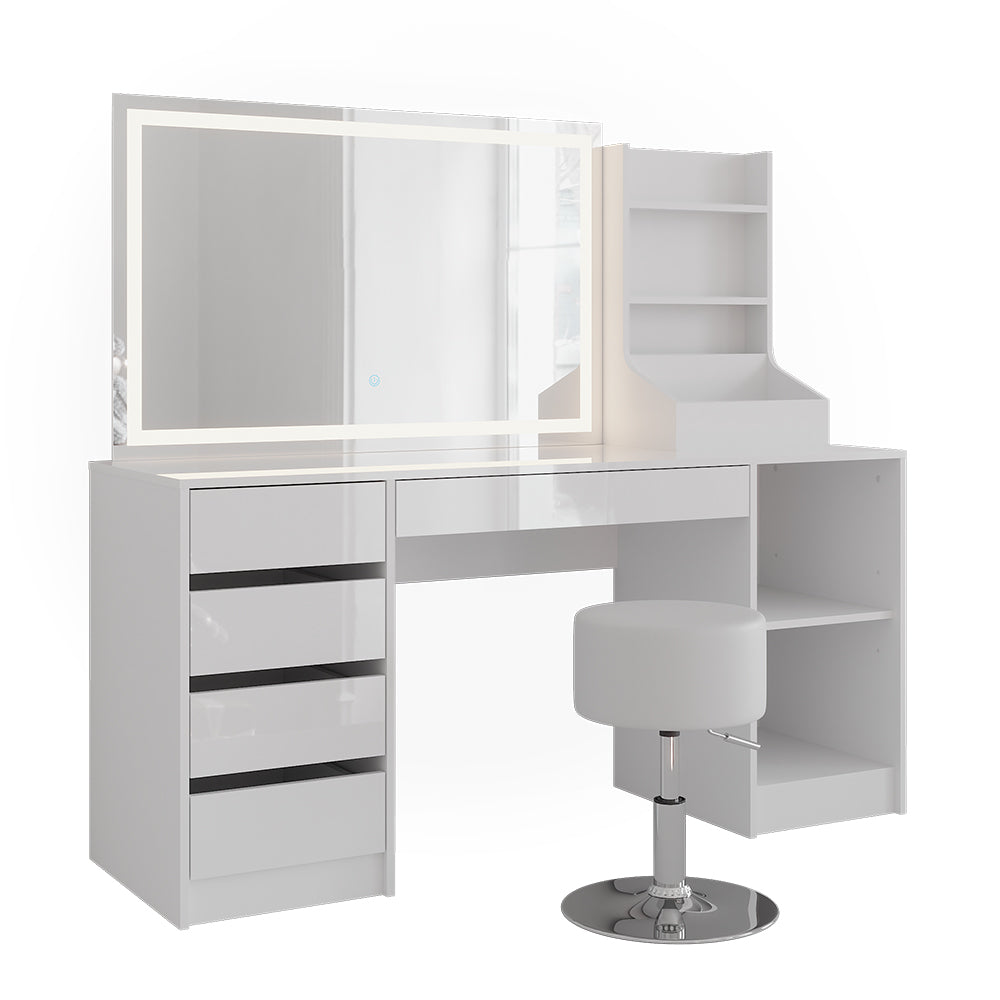 Vicco Tavolo da toeletta Bianco/bianco lucido 158.2 cm 4 parti