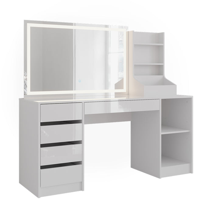 Vicco Tavolo da toeletta Bianco/bianco lucido 158.2 cm 3 parti