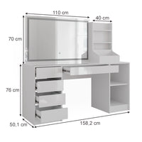 Vicco Tavolo da toeletta Bianco/bianco lucido 158.2 cm 3 parti
