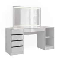 Vicco Tavolo da toeletta Bianco/bianco lucido 158.2 cm con specchio LED