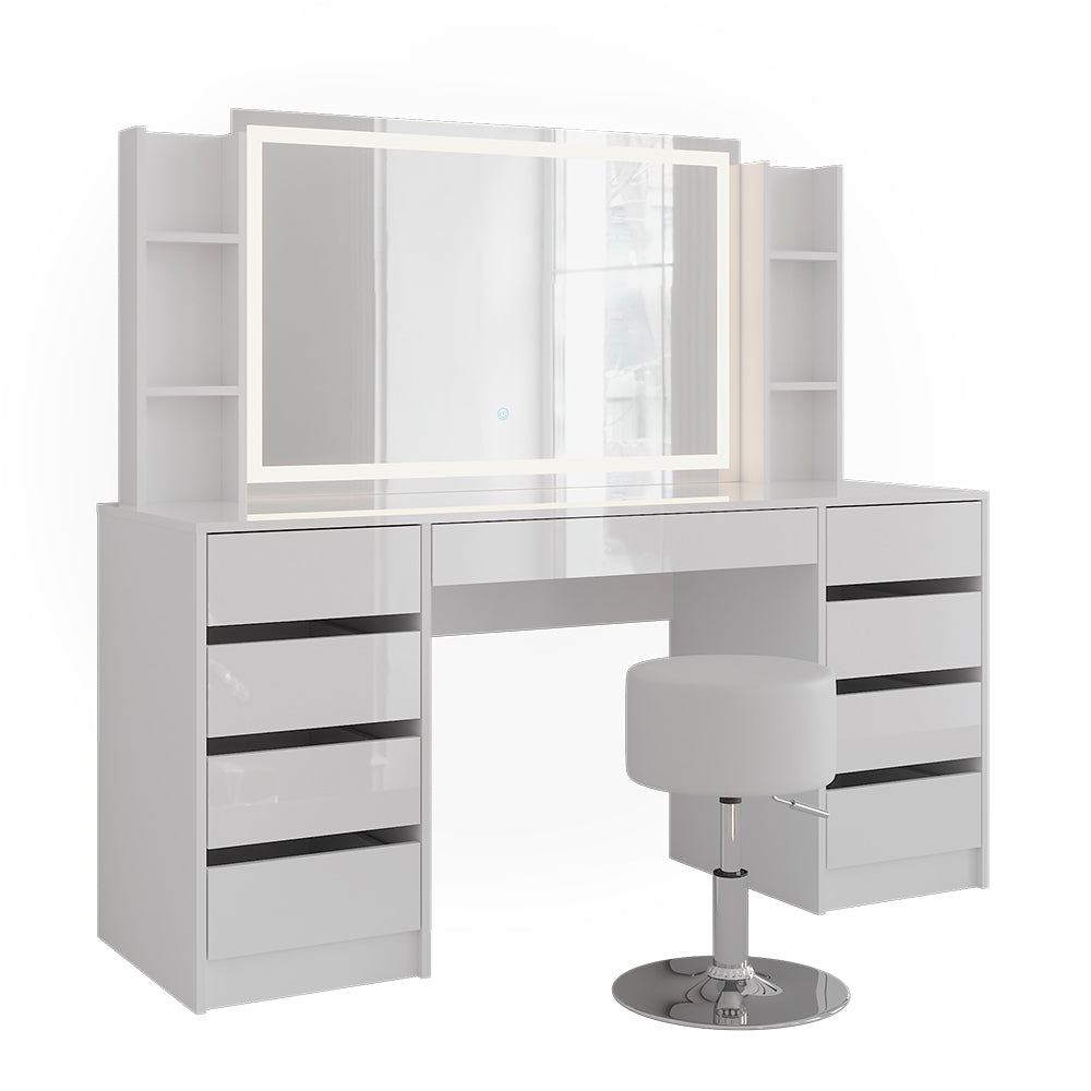 Vicco Tavolo da toeletta Bianco/bianco lucido 158.2 cm 5 parti