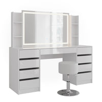 Vicco Tavolo da toeletta Bianco/bianco lucido 158.2 cm 5 parti