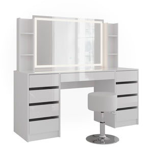 Vicco Tavolo da toeletta Bianco/bianco lucido 158.2 cm 5 parti