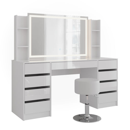 Vicco Tavolo da toeletta Bianco/bianco lucido 158.2 cm 5 parti