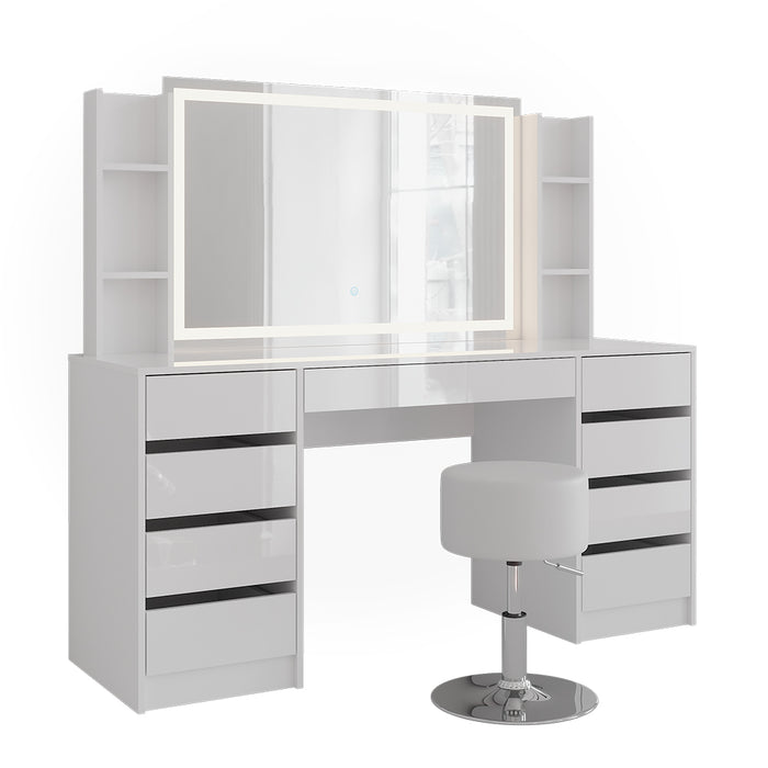 Vicco Tavolo da toeletta Bianco/bianco lucido 158.2 cm 5 parti