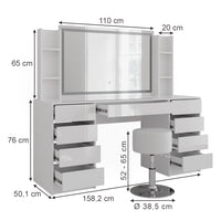 Vicco Tavolo da toeletta Bianco/bianco lucido 158.2 cm 5 parti