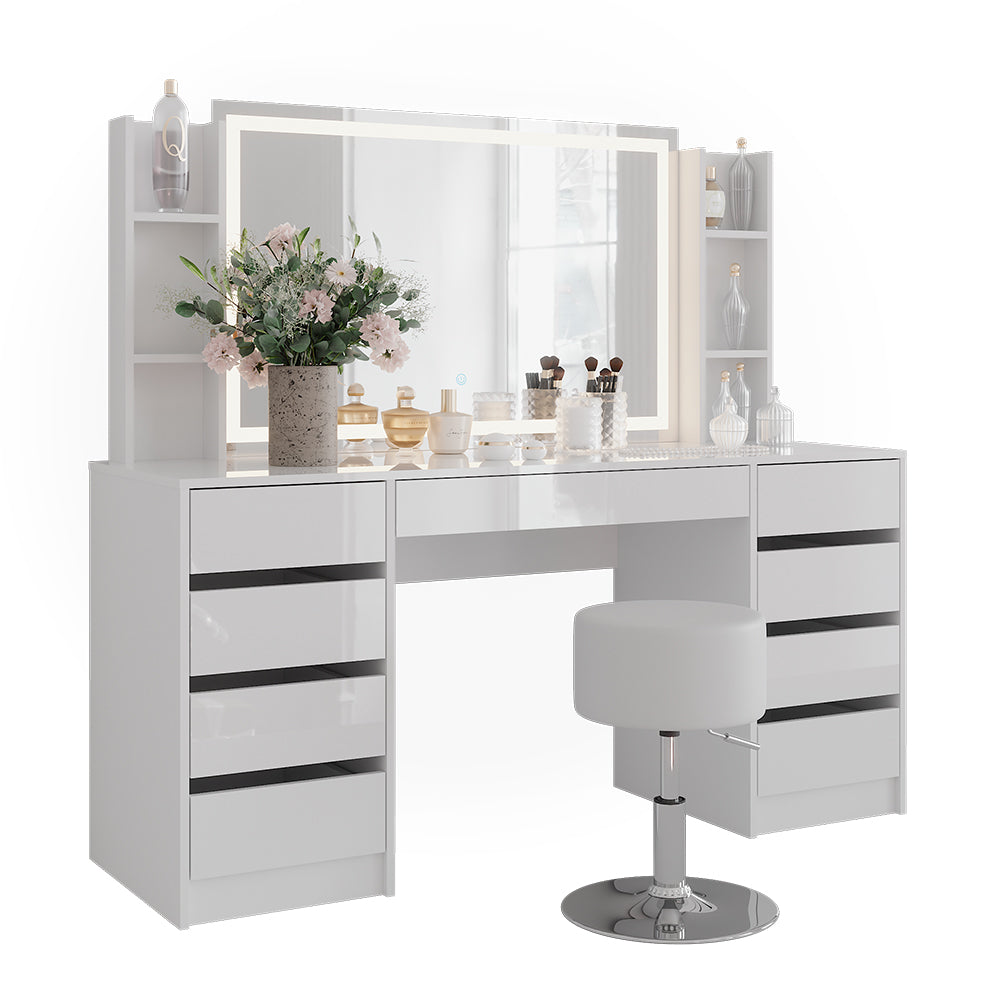 Vicco Tavolo da toeletta Bianco/bianco lucido 158.2 cm 5 parti