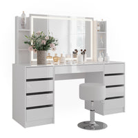 Vicco Tavolo da toeletta Bianco/bianco lucido 158.2 cm 5 parti