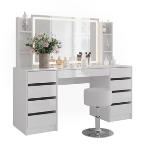 Vicco Tavolo da toeletta Bianco/bianco lucido 158.2 cm 5 parti