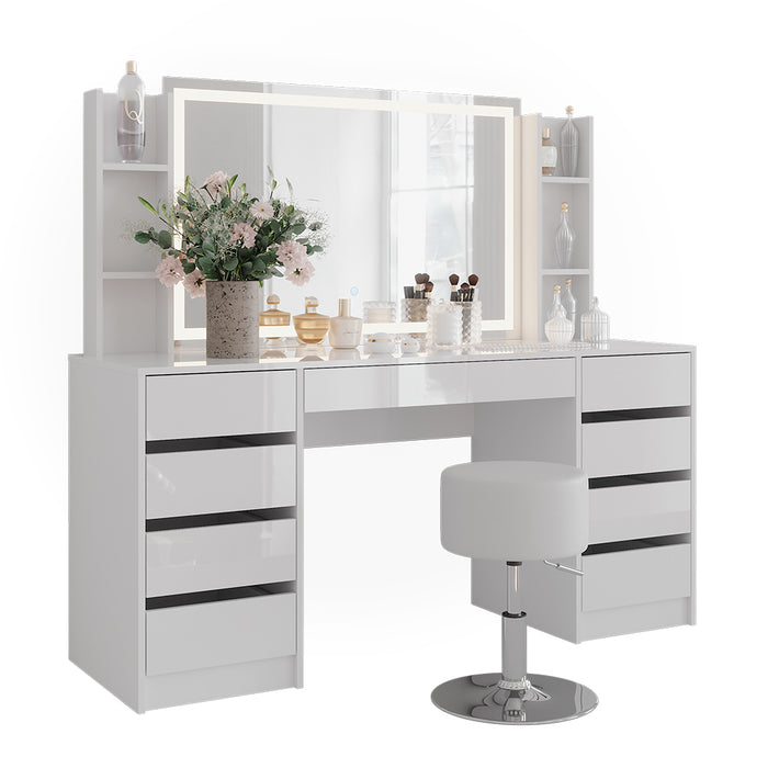 Vicco Tavolo da toeletta Bianco/bianco lucido 158.2 cm 5 parti