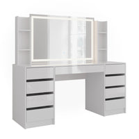 Vicco Tavolo da toeletta Bianco/bianco lucido 158.2 cm 4 parti