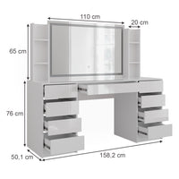 Vicco Tavolo da toeletta Bianco/bianco lucido 158.2 cm 4 parti