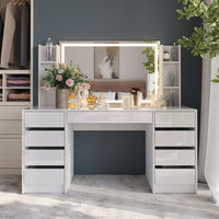 Vicco Tavolo da toeletta Bianco/bianco lucido 158.2 cm 4 parti