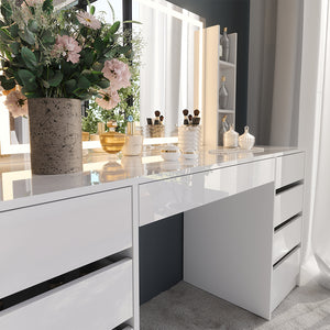 Vicco Tavolo da toeletta Bianco/bianco lucido 158.2 cm 4 parti