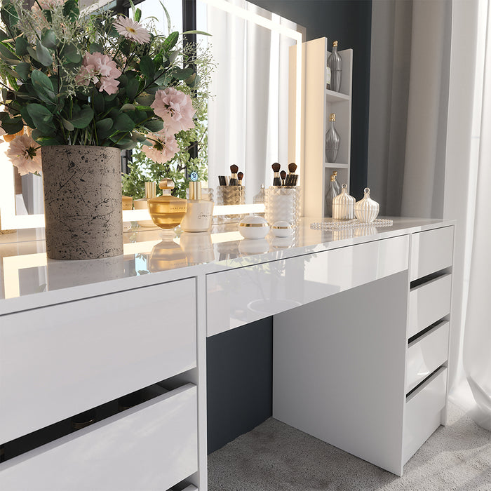 Vicco Tavolo da toeletta Bianco/bianco lucido 158.2 cm 4 parti