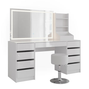 Vicco Tavolo da toeletta Bianco/bianco lucido 158.2 cm 4 parti