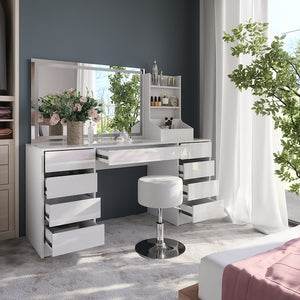 Vicco Tavolo da toeletta Bianco/bianco lucido 158.2 cm 4 parti