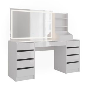 Vicco Tavolo da toeletta Bianco/bianco lucido 158.2 cm 3 parti