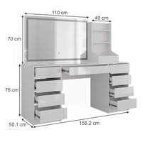 Vicco Tavolo da toeletta Bianco/bianco lucido 158.2 cm 3 parti