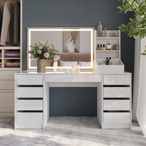 Vicco Tavolo da toeletta Bianco/bianco lucido 158.2 cm 3 parti