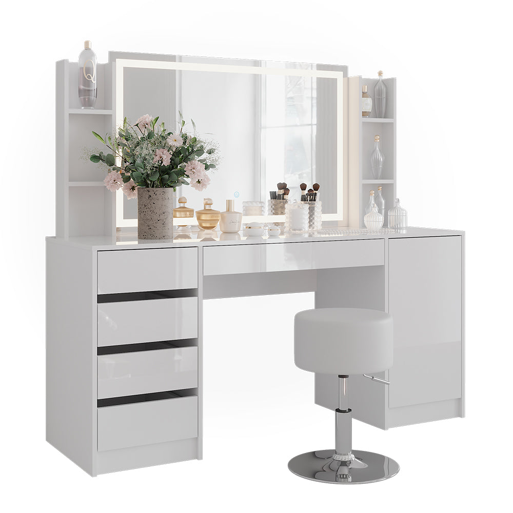 Vicco Tavolo da toeletta Bianco/bianco lucido 158.2 cm 5 parti