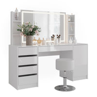 Vicco Tavolo da toeletta Bianco/bianco lucido 158.2 cm 5 parti