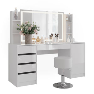 Vicco Tavolo da toeletta Bianco/bianco lucido 158.2 cm 5 parti