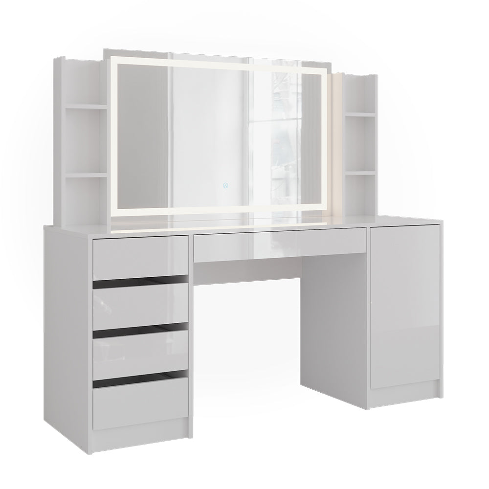 Vicco Tavolo da toeletta Bianco/bianco lucido 158.2 cm 4 parti